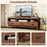 Mid Century Modern TV Stand for TVs up to 70" with 3 Storage Drawers and Open Shelves-Walnut