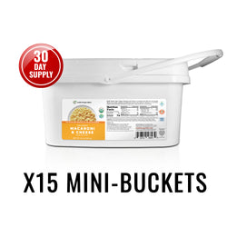 30 Days Food Supply (1 Adult) - The Health Ranger's Organic Wheat-Free Macaroni & Cheese with NO Added Salt (Mini-Bucket) 36 oz (1020 g) (15-Buckets)
