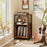Mobile Record Player Stand with Power Outlet with Open Shelf and Dividers-Rustic Brown