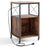 Mobile Record Player Stand with Power Outlet with Open Shelf and Dividers-Rustic Brown