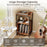 Mobile Record Player Stand with Power Outlet with Open Shelf and Dividers-Rustic Brown