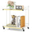 Mobile Side Table 2-Tier Rolling End Table with Open Shelves & Golden Trimmed Edges-White