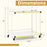 Mobile Side Table 2-Tier Rolling End Table with Open Shelves & Golden Trimmed Edges-White