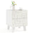 Modern Nightstand Side Table with Drawers and 3D Geometric Patterns-White