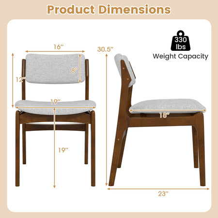 Modern Padded Dining Chairs with Rubber Wood Legs Set of 4-Brown