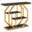 Modern Sofa Table Behind Couch 4-Tier Console Table with Faux Marble Tabletop-Black