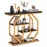 Modern Sofa Table Behind Couch 4-Tier Console Table with Faux Marble Tabletop-Black