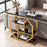 Modern Sofa Table Behind Couch 4-Tier Console Table with Faux Marble Tabletop-Black