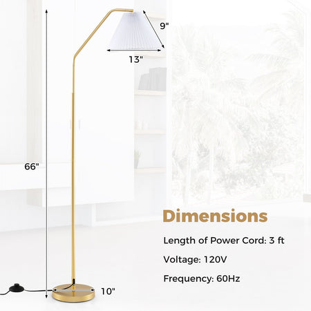 Modern Standing Lamp with Adjustable Lamp Head and Pleated Lampshade