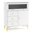Chest of Drawers with Flip Up Fluted Glass Door for Bedroom Kitchen-Gray