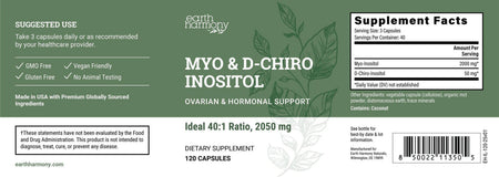 Myo & D-Chiro Inositol (Ideal 40:1 Ratio, 2050mg) 120 Caps