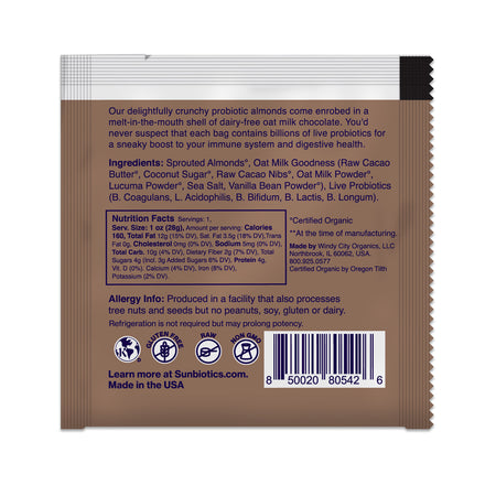 Sunbiotics Activated Almonds - Oat Milk Chocolate 1 oz (28g)