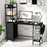 Office Desk with LED Lights and Power Outlets Computer Desk with Open Shelves-Black