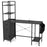 Office Desk with LED Lights and Power Outlets Computer Desk with Open Shelves-Black