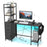 Office Desk with LED Lights and Power Outlets Computer Desk with Open Shelves-Black
