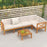 Outdoor 6 Pieces Acacia Wood Patio Sectional Furniture Set-Off White
