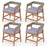 Outdoor Acacia Wood Patio Wicker Dining Chairs Set of 4 with Seat Cushion-Gray