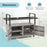 Outdoor Bar Cart Wicker Buffet Serving Cart with Cabinet and 8 Hooks
