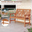 Outdoor Bench Wood 2-Person Patio Loveseat Chair with Geometric Backrest
