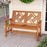 Outdoor Bench Wood 2-Person Patio Loveseat Chair with Geometric Backrest