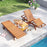 Outdoor Chaise Lounge Chair with Wheels 4-Position Patio Wood Recliner with Adjustable Backrest