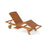 Outdoor Chaise Lounge Chair with Wheels 4-Position Patio Wood Recliner with Adjustable Backrest