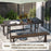 Outdoor Dining Tale for 6 with 1.93 Inch Umbrella Hole for Garden-Dark Brown