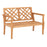 Outdoor Garden Bench 2-Person Teak Wood Bench with Comfy Armrests and Backrest