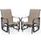 Outdoor Glider Chairs Set of 2 with High Backrest Breathable Mesh Fabric and Metal Frame-Black and Brown