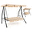 2-Seat Outdoor Convertible Swing Chair with Flat Bed and Adjustable Canopy-Beige