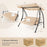 2-Seat Outdoor Convertible Swing Chair with Flat Bed and Adjustable Canopy-Beige