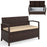 Outdoor PE Wicker Storage Bench 2 Seater with Cushion and 42 Gallon Deck Box-Beige