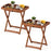 Outdoor Patio Solid Wood Tray Table with Removable Top No Assembly Required