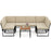 6 Piece Outdoor Sectional Sofa Set Metal Conversation Set with Cushions-Beige