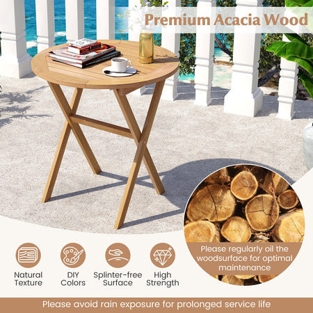 Outdoor Side Table with Slatted Tabletop and X-Shaped Structure