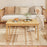 20 Inch x 35.5 Inch Outdoor Teak Wood Coffee Table with Slatted Tabletop for Balcony