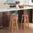 24-Inch Outdoor Wood Bar Stools Set of 2 with Round Seat and Footrest