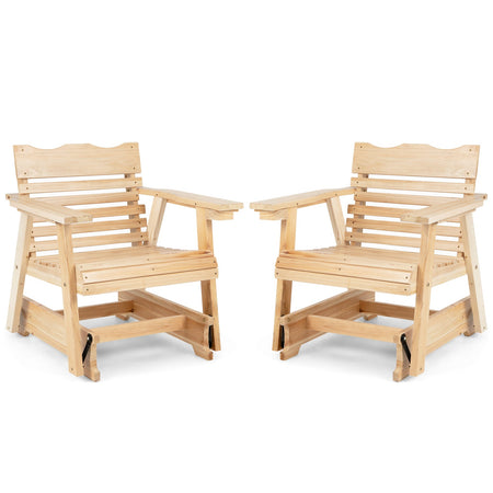 Outdoor Wood Rocking Chair with High Back and Widened Armrests