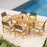 Outdoor Wooden Dining Chair Set of 2 with Armrests and Curved Back-White