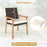 PE Rattan Outdoor Patio Dining Chair Set of 2 with Removable Cushion and Acacia Wood Armrests-White