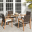 PE Rattan Outdoor Patio Dining Chair Set of 2 with Removable Cushion and Acacia Wood Armrests-White