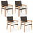 PE Rattan Outdoor Patio Dining Chair Set of 4 with Removable Cushion and Acacia Wood Armrests-White