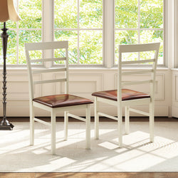 PU Leather Upholstered Armless Wooden Dining Chair Set of 2-White