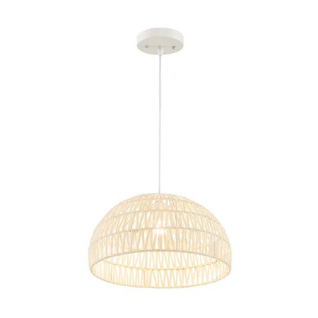 Farmhouse Rattan Pendant Lights with Adjustable Hanging Rope-Beige