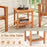 Patio Acacia Wood Side Table with Slatted Tabletop and Storage Shelf