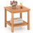 Patio Acacia Wood Side Table Set of 2 with Slatted Tabletop and Storage Shelf