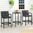 3 Pieces Patio Bar Set with 2 Stools and 1 Bar Table-Black