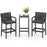 3 Pieces Patio Bar Set with 2 Stools and 1 Bar Table-Black