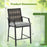 Patio Bar Stools Set of 2 Counter Height Rattan Bar Chairs with Armrest-Grey