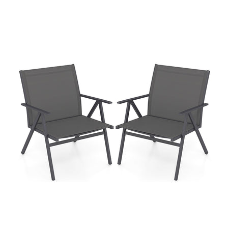 Patio Chairs Set of 2 with Breathable Mesh Fabric and Metal Frame-Gray